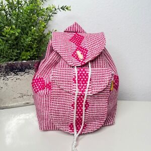 Pinzon Woven Backpack Womens Pink Geometric Artisan Boho Small